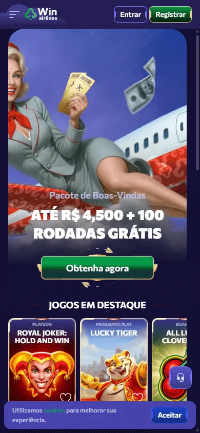 Winairlines Casino mobile home for instant play and mobile casino access